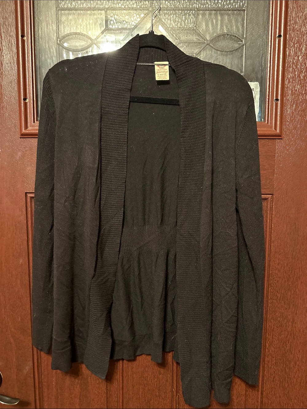 Faded Glory Black Open-Front Shawl Collar Cardigan Jacket